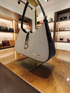 Woven Raffia and Black Shoulder Bag by House of Harlow 1960  NWT